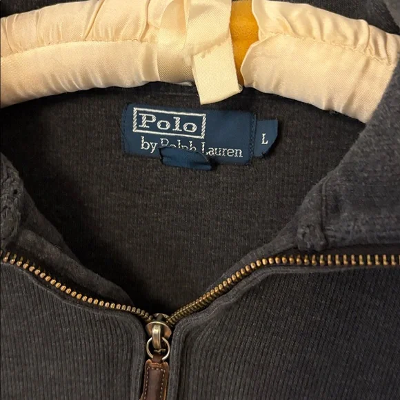 RALPH LAUREN MENS POLO DARK GRAY CHARCOAL QUARTER ZIP SWEATER SZ LARGE PULLOVER - Picture 3 of 7